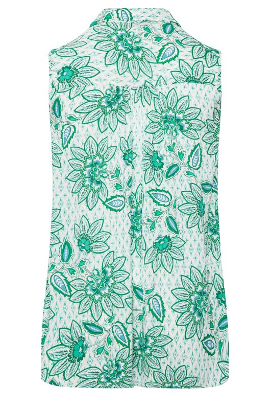 YOURS Plus Size Green Floral Print Dipped Hem Sleeveless Blouse | Yours Clothing 7