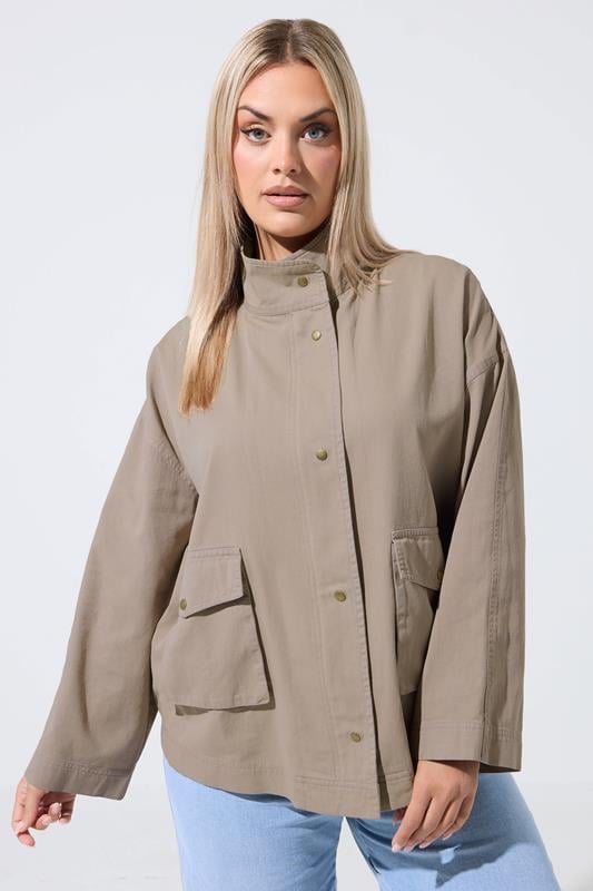  LIMITED COLLECTION Curve Taupe Brown Utility Jacket
