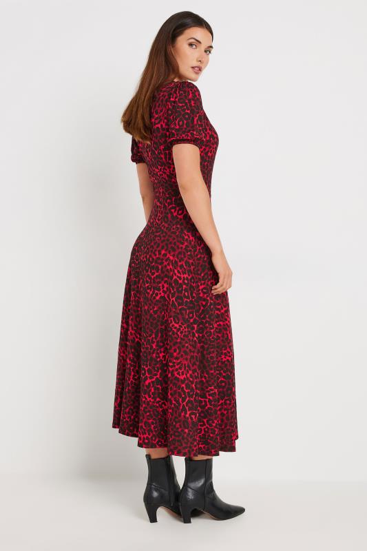 LTS Tall Women's Burgundy Red Leopard Print Wrap Midi Dress | Long Tall Sally 3