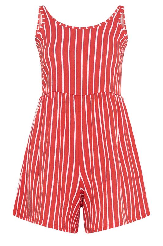 YOURS Plus Size Orange Stripe Textured Playsuit | Yours Clothing 5