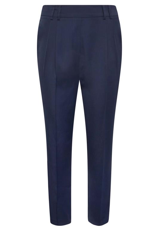 YOURS Plus Size Navy Blue Double Belted Tapered Trousers | Yours Clothing 4