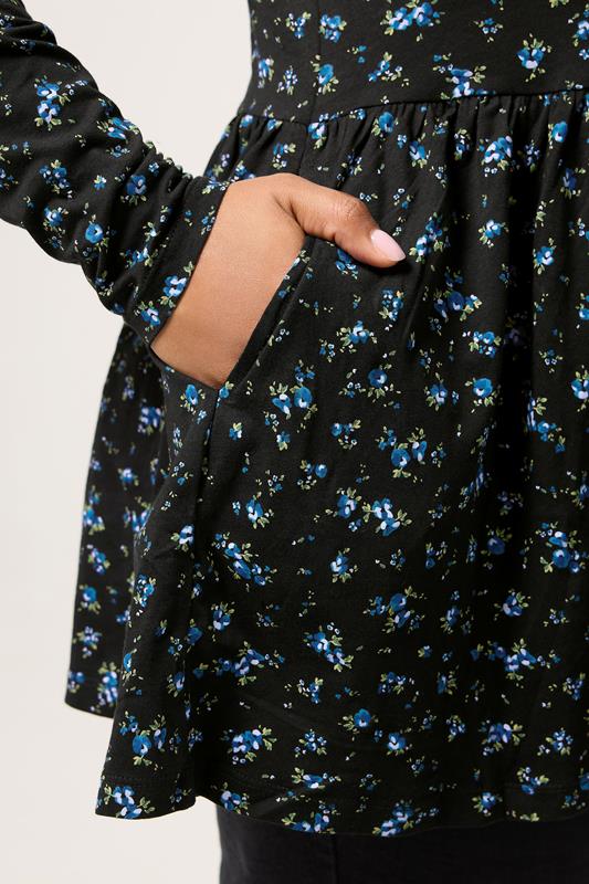 YOURS Plus Size Blue Ditsy Floral Peplum Top | Yours Clothing 4