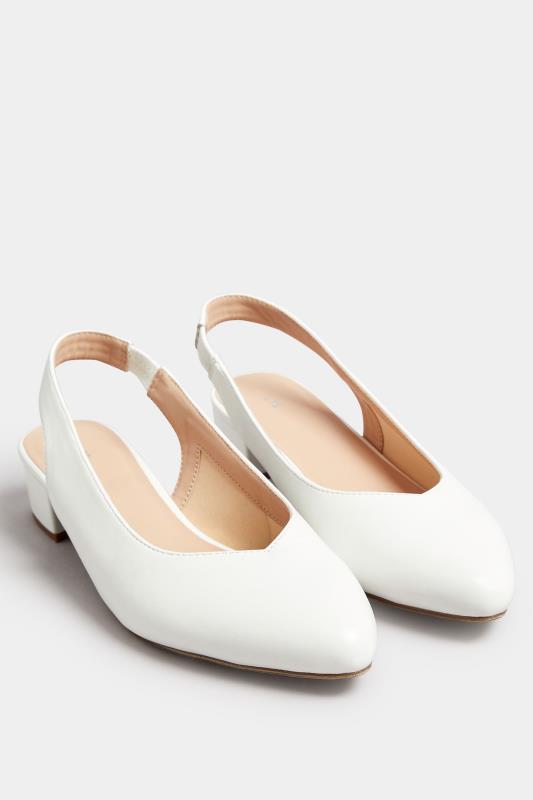 LTS White Faux Suede Slingback Point Heels In Standard Fit | Long Tall Sally 2