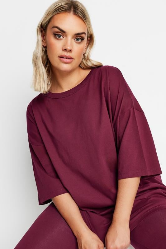 YOURS Plus Size Burgundy Red Boxy Oversized T-Shirt | Yours Clothing  4