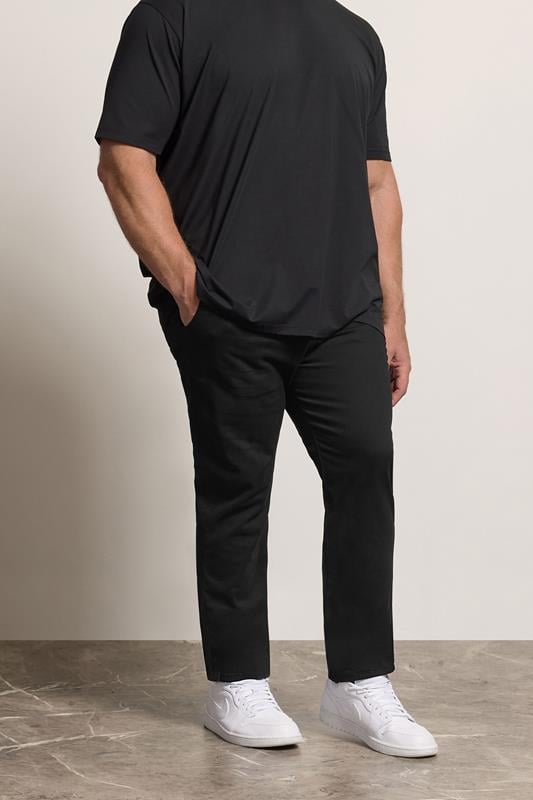 KAM Big & Tall Black Chino Trousers