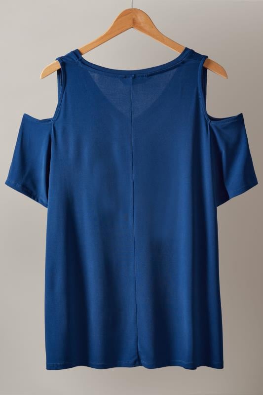 EVANS Curve Cobalt Blue Cold Shoulder Top | Evans 6