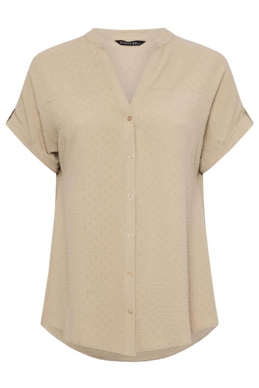 EVANS Plus Size Natural Brown Short Sleeve Blouse | Evans 5