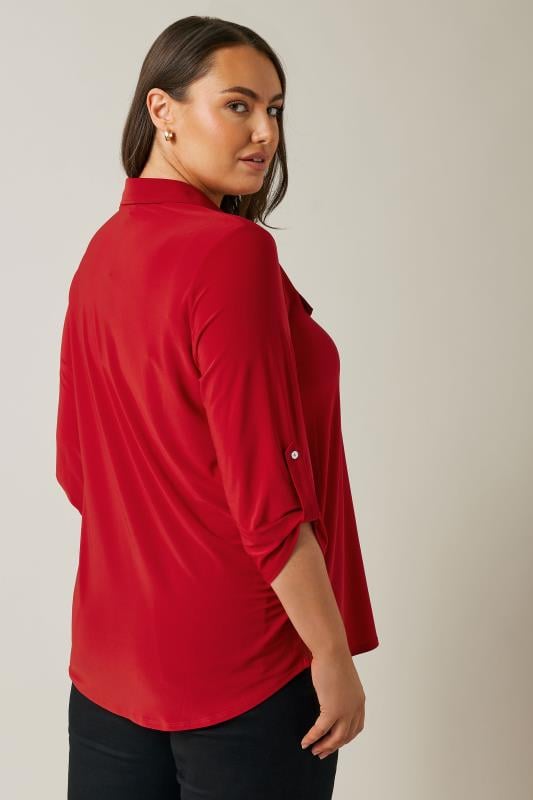 EVANS Plus Size Red Tab Sleeve Blouse | Evans 3