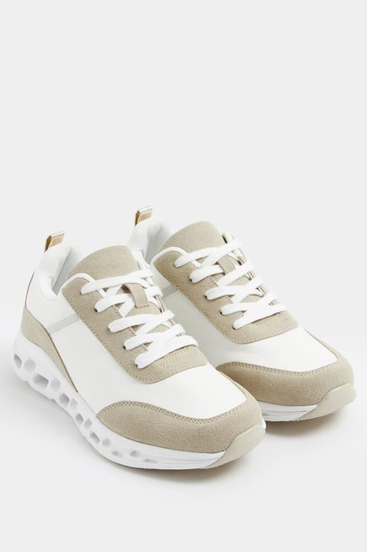  Yours White Contrast Chunky Runner Trainers In Extra Wide EEE Fit