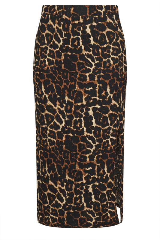 YOURS Plus Size Brown Textured Leopard Print Maxi Skirt | Yours Clothing  5