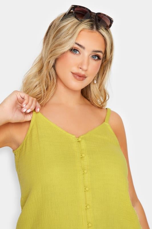YOURS Plus Size Yellow Button Cami Vest Top | Yours Clothing 4