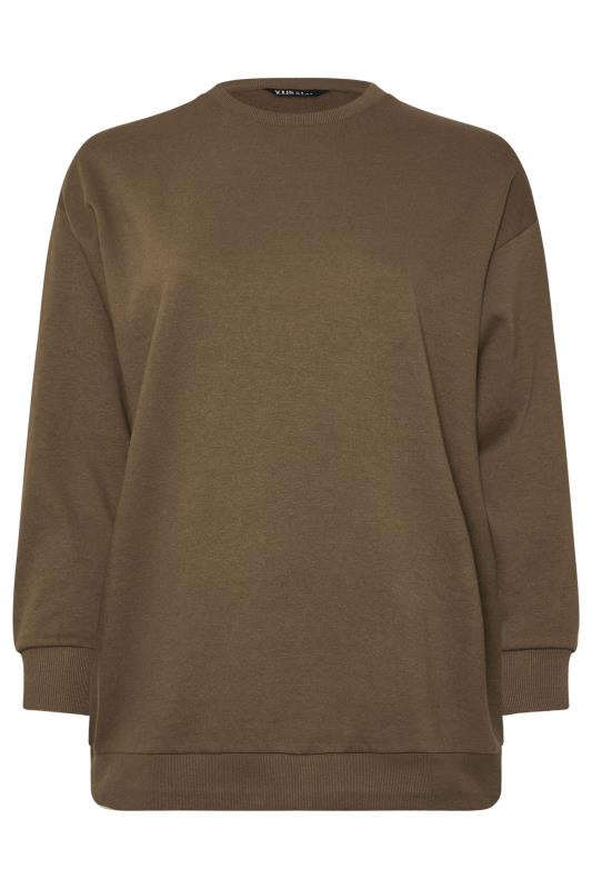 YOURS Plus Size Mocha Brown Long Sleeve Crew Neck Sweatshirt | Yours Clothing  6