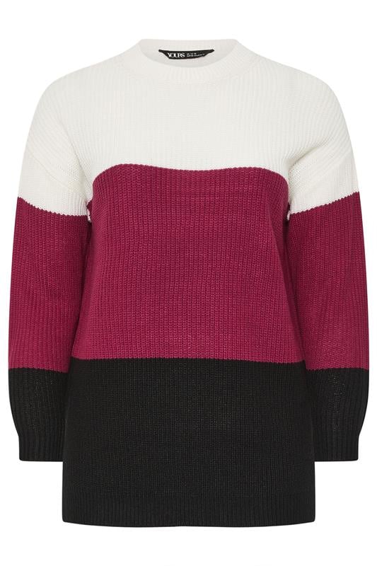 YOURS Plus Size Red Colourblock Jumper | Yours Clothing 5