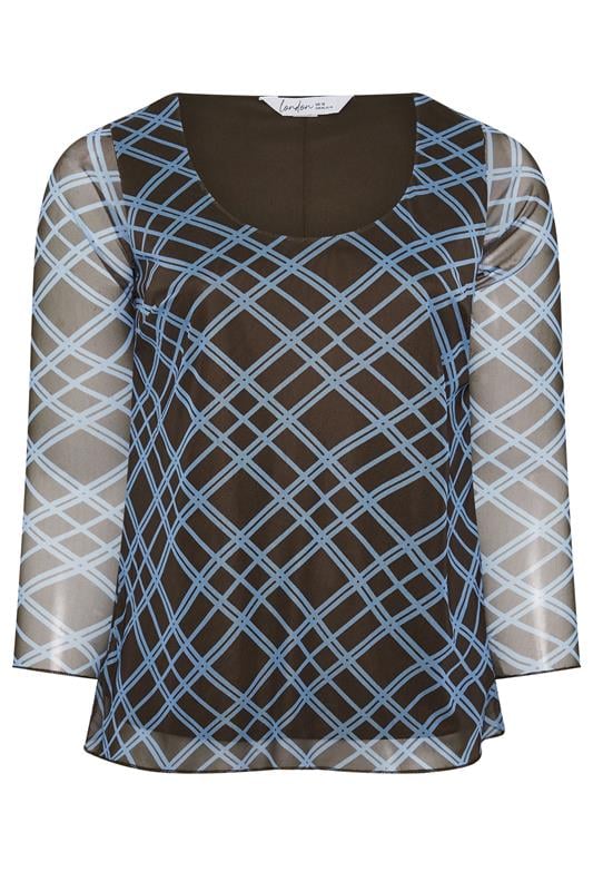 YOURS LONDON Plus Size Brown & Blue Check Top | Yours Clothing 6