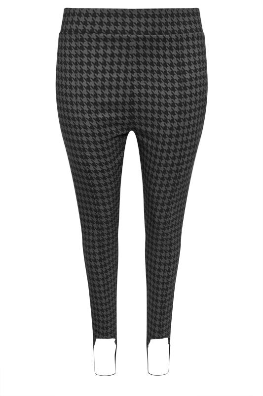 YOURS Plus Size Black Dogtooth Check Bengaline Stirrup Leggings | Yours Clothing 5