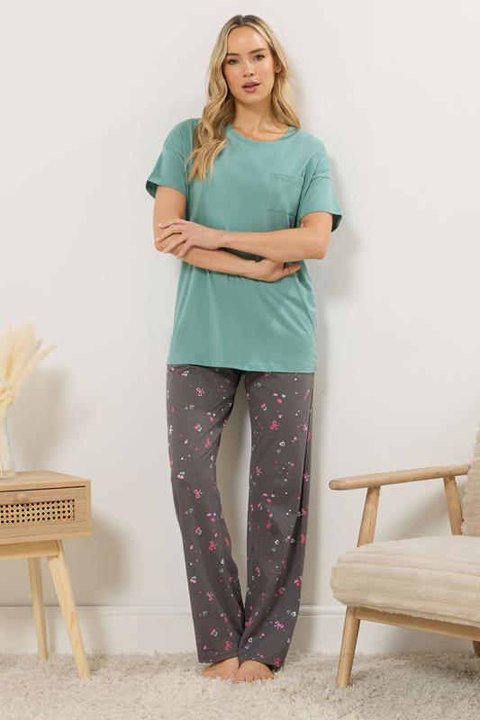  LTS Tall Mint Green Cherry & Bow Print Cotton Pyjama Set