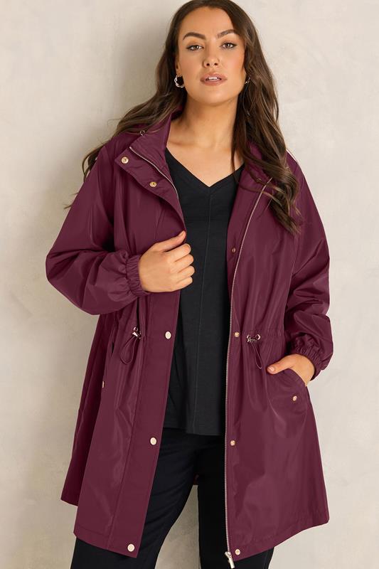  EVANS Curve Berry Red Lightweight Rain Jacket