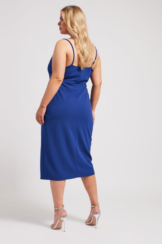 YOURS LONDON Plus Size Cobalt Blue Diamante Strap Midi Dress | Yours Clothing 4