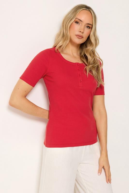 LTS Tall Red Ribbed Cotton T-Shirt