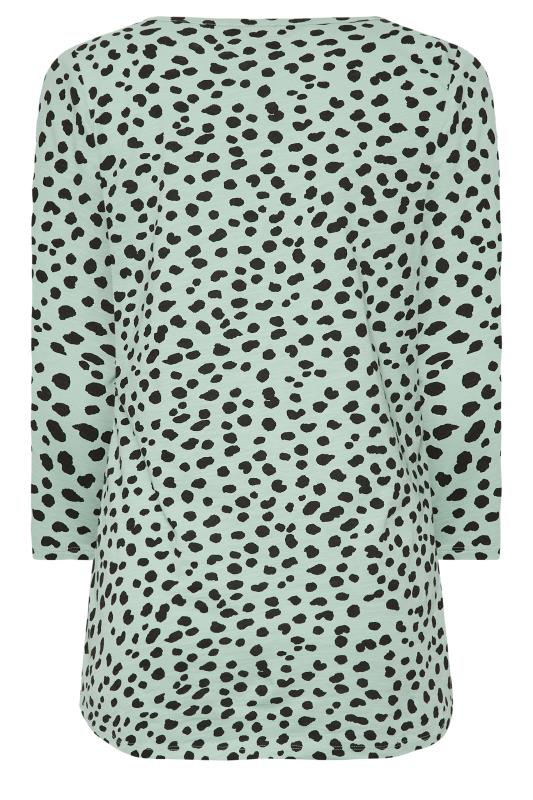 LTS Tall Women's Sage Green Dalmatian Print Henley Top | Long Tall Sally 7