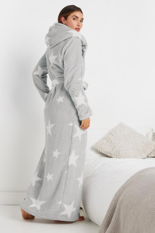 LTS Tall Grey Star Print Waffle Maxi Dressing Gown | Long Tall Sally 4