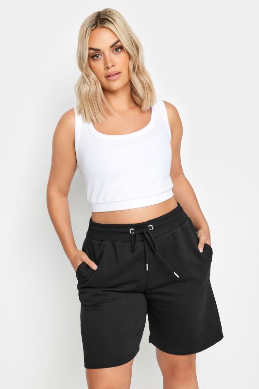 Plus Size  YOURS Curve Black Elasticated Jogger Shorts