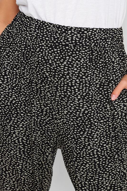 YOURS Plus Size Black Spot Print Cropped Harem Joggers | Yours Clothing 3