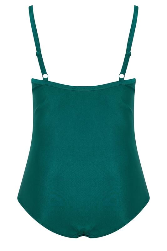 YOURS Plus Size Teal Green Crossover Super Sculpt Swimsuit | Yours Clothing 7