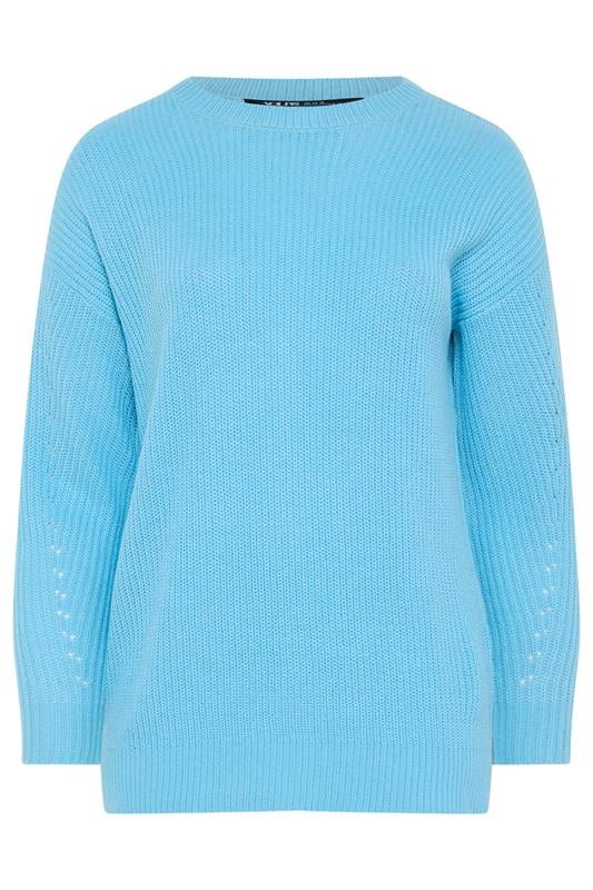 YOURS Plus Size Light Blue Drop Shoulder Jumper | Yours Clothing 5