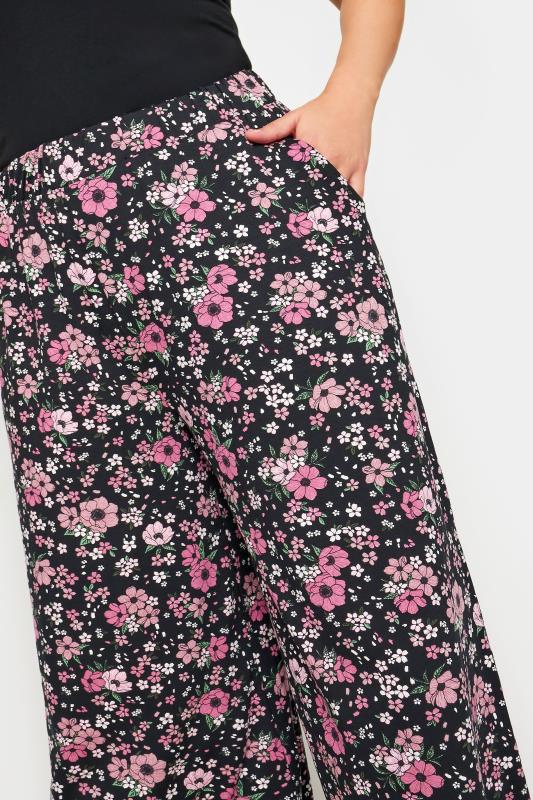 YOURS Plus Size Black Floral Print Midaxi Culottes | Yours Clothing 4
