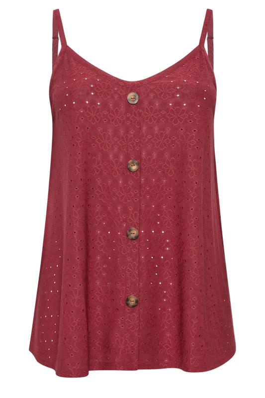 YOURS Plus Size Red Broderie Cami | Yours Clothing  5
