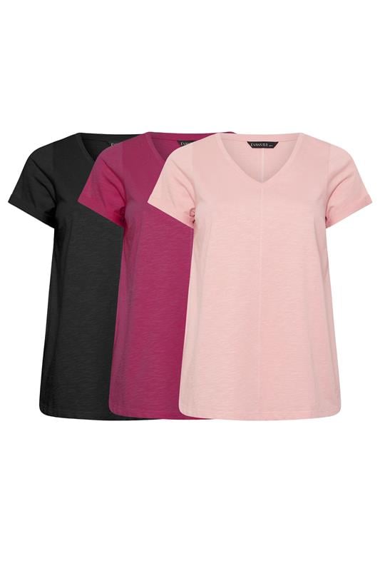 EVANS ESSENTIAL 3 Pack Black & Berry T-Shirts