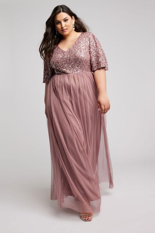 Plus Size  Yours LUXE Curve Pink Embellished Maxi Dress