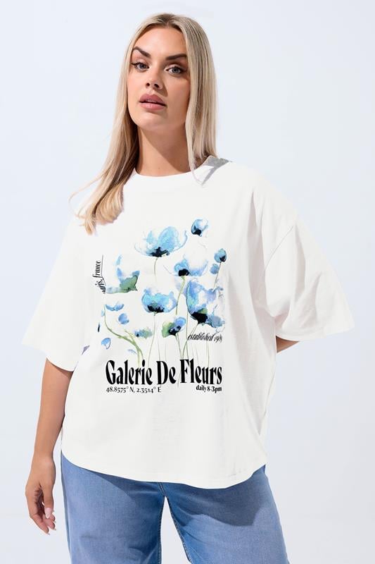 LIMITED COLLECTION Curve White 'Galerie De Fleurs' Floral T-Shirt