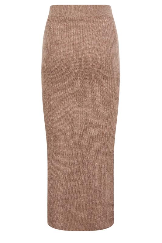 LTS Tall Beige Brown Midi Knitted Skirt | Long Tall Sally 5