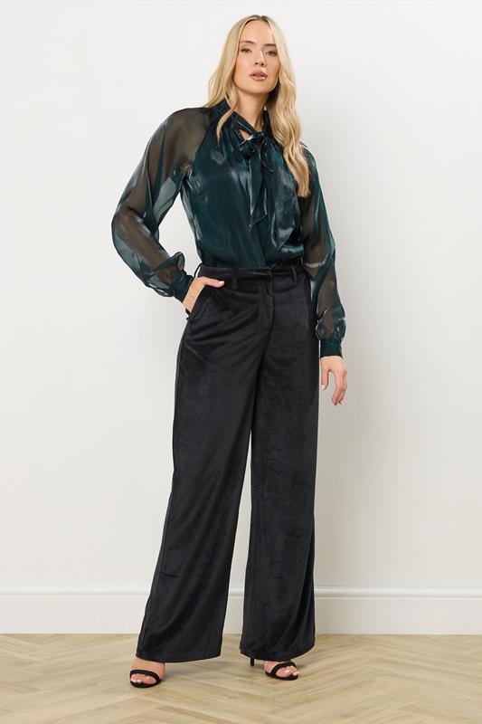LTS Tall Black Velvet Palazzo Trousers | Long Tall Sally 1