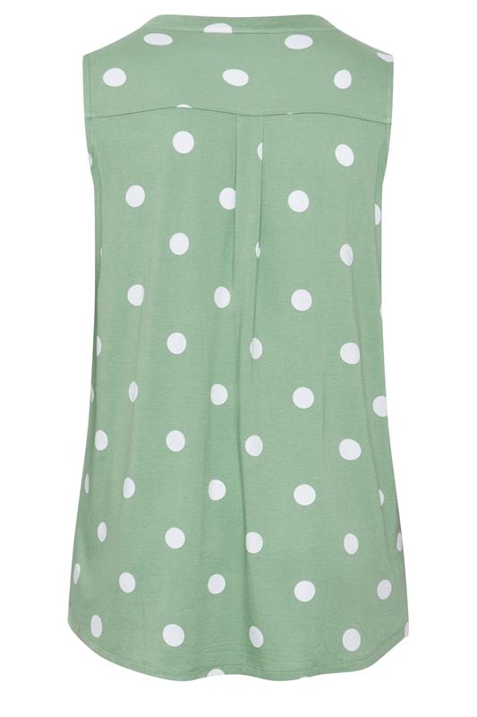 YOURS Plus Size Green Polka Dot Sleeveless Swing Blouse | Yours Clothing 6