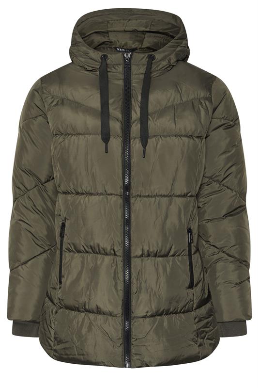 YOURS Plus Size Khaki Green Short Padded Coat | Yours Clothing 7