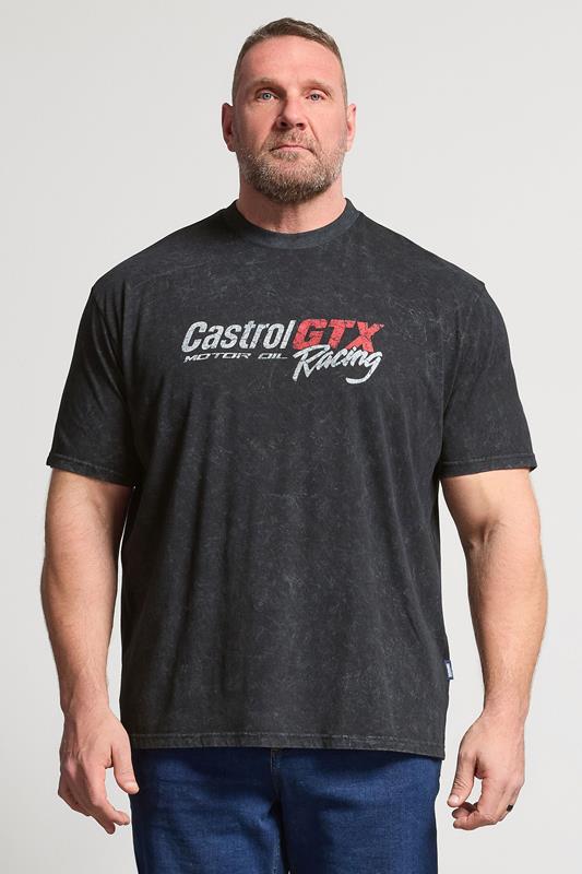 BadRhino Big & Tall Black Acid Wash 'Castrol' Graphic T-Shirt