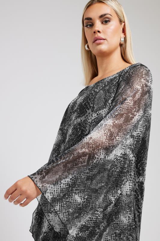 YOURS LONDON Plus Size Grey Snake Print Asymmetrical Blouse | Yours Clothing 5