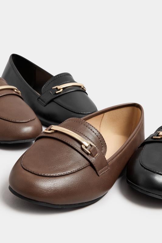 Brown Faux Leather Loafers In Extra Wide EEE Fit | Yours Clothing  6