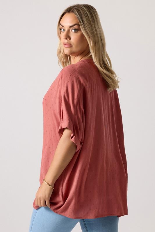 YOURS Curve Rust Orange Textured Dobby Blouse | Yours Clothing 3