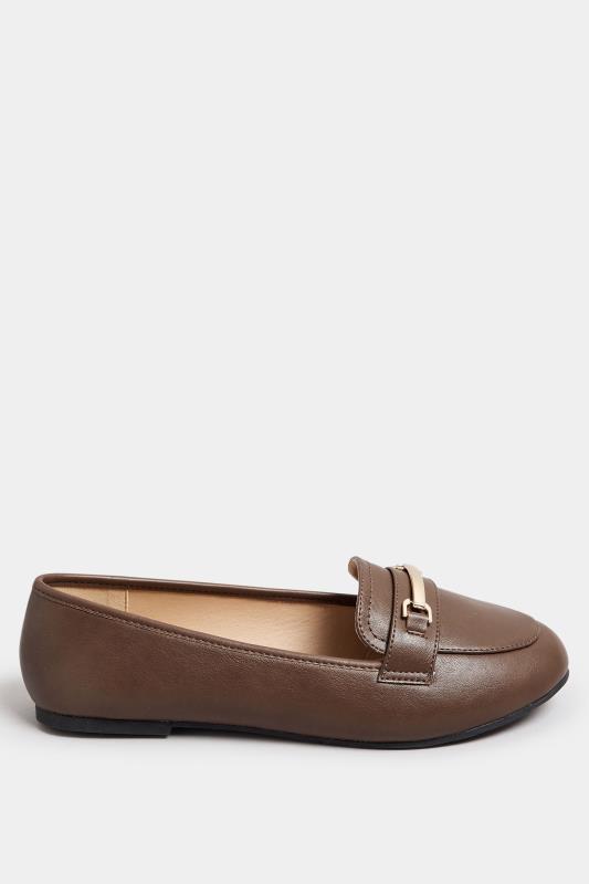 Brown Faux Leather Loafers In Extra Wide EEE Fit | Yours Clothing  3