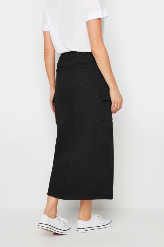 LTS Tall Black Wash Cargo Denim Maxi Skirt | Long Tall Sally 4