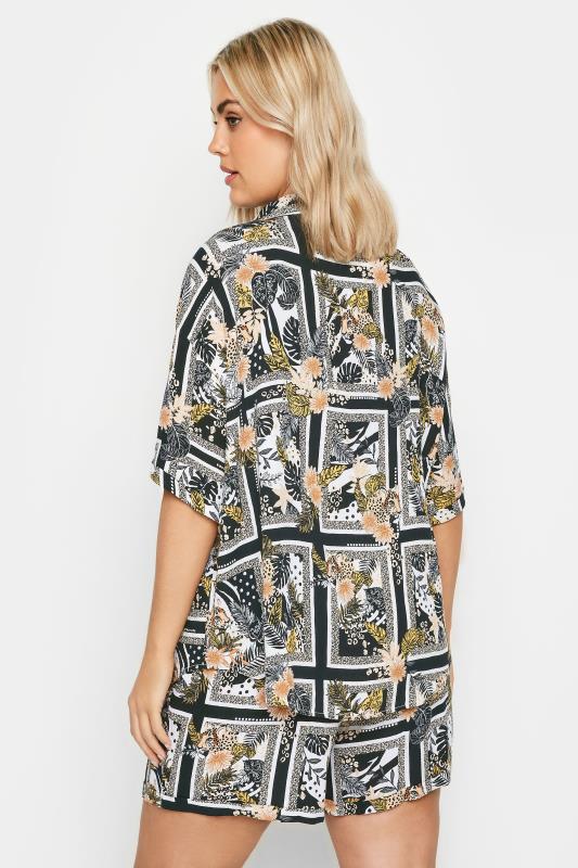 YOURS Plus Size Black Leopard Print Crinkle Shirt | Yours Clothing 4