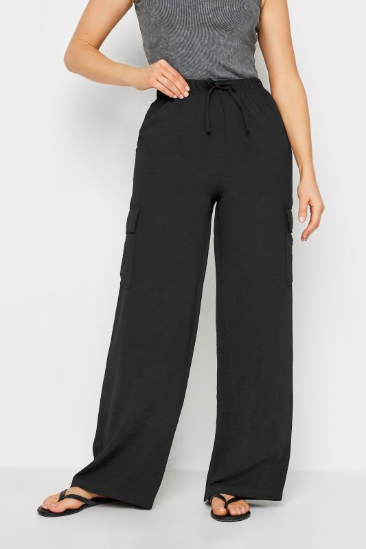 LTS Tall Women's Black Cargo Crepe Wide Leg Trousers | Long Tall Sally 2