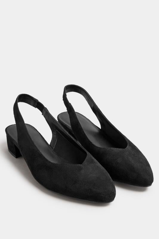 LTS Black Faux Suede Slingback Point Heels In Standard Fit | Long Tall Sally 2
