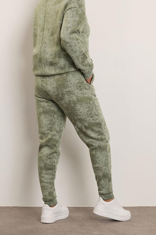 YOURS Plus Size Green Abstract Print Cuffed Joggers | Yours Clothing 2
