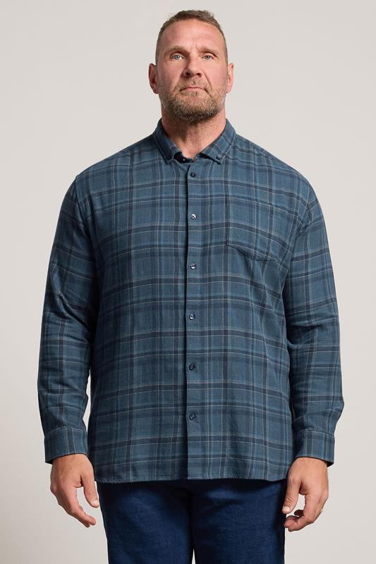 BadRhino Big & Tall Blue Check Long Sleeve Shirt | BadRhino 1