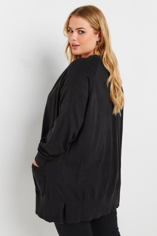 YOURS Plus Size Black Boyfriend Button Through Cardigan | Yours Clothing 3